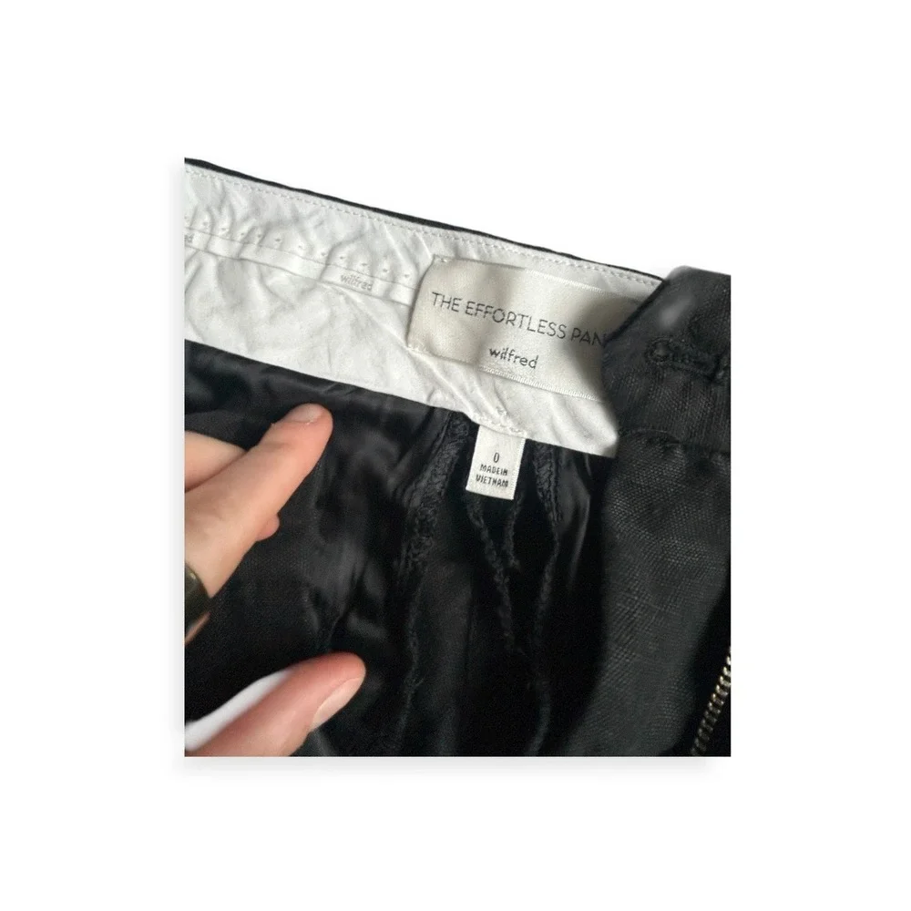 Wilfred The Effortless Pant Black Linen High Rise Trousers Women's Size 0